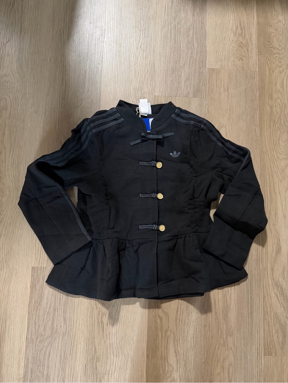 adidas Black Peplum Jacket with Gold Accents